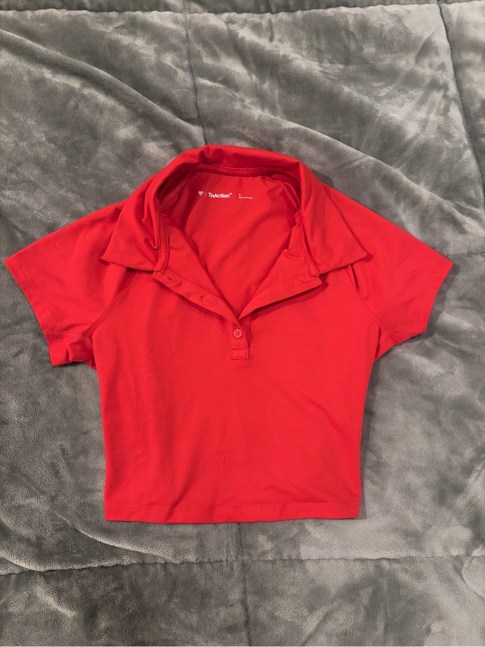 Tna Red Cropped Polo Top -